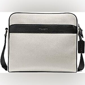 Coach Charles Leather Camera Messenger Bag - F26077 - White/Black